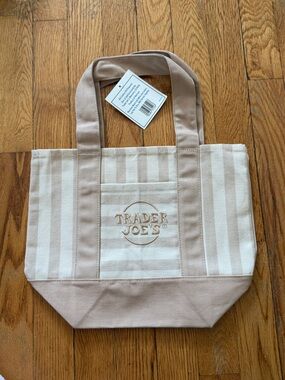Trader Joe’s Striped Mini Canvas Tote Bag - Brown